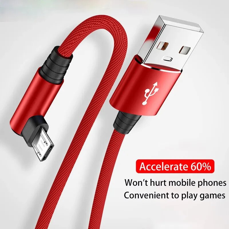 Gaming Accessories For Phone - USB Micro Cable 3A 90 Degree