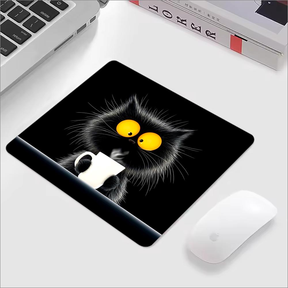 Gaming Accessories Kawaii - Kawaii Coffee Cat Mouse Pad Black