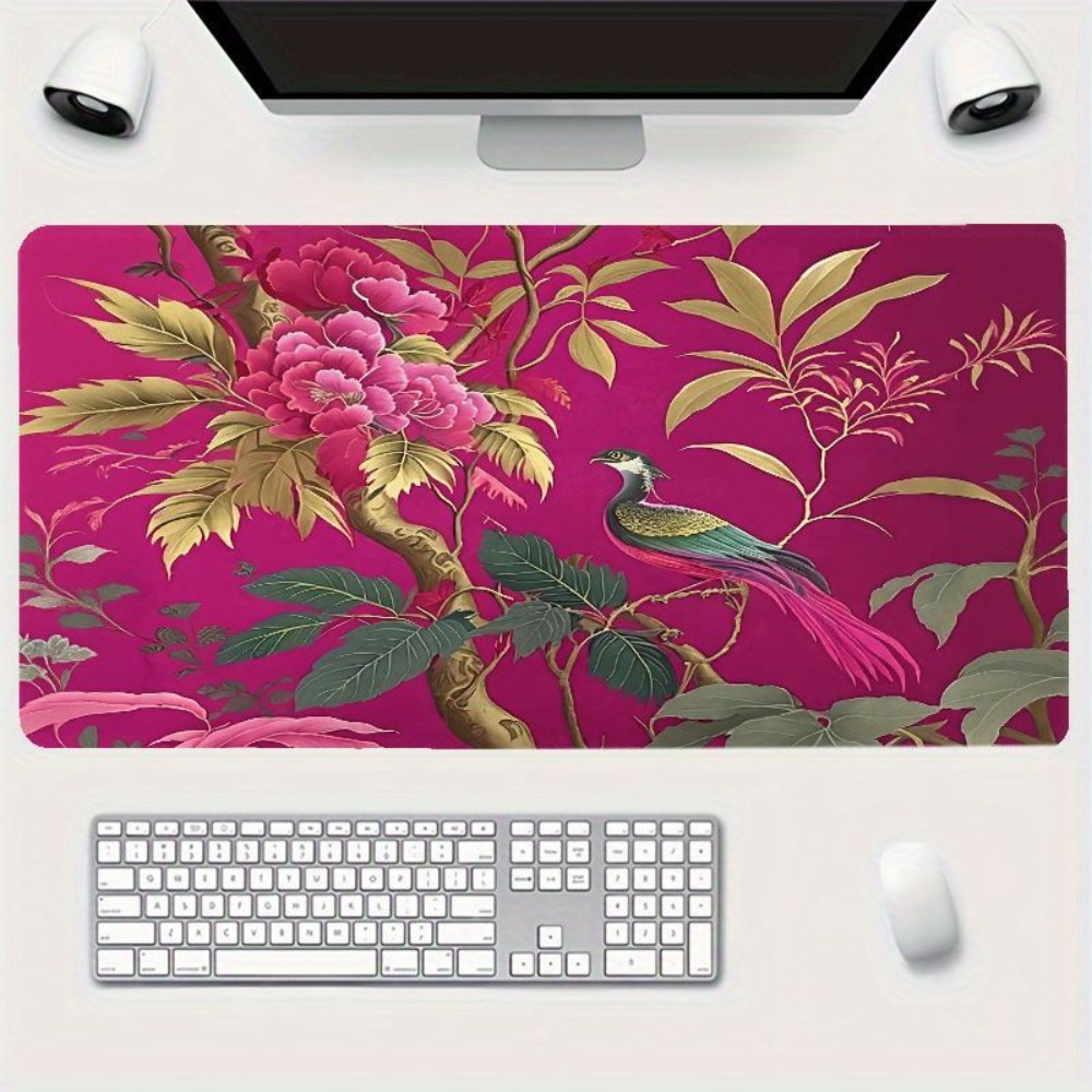 Bright pink flower and bird pa - Gaming Accessories White 评论和价格