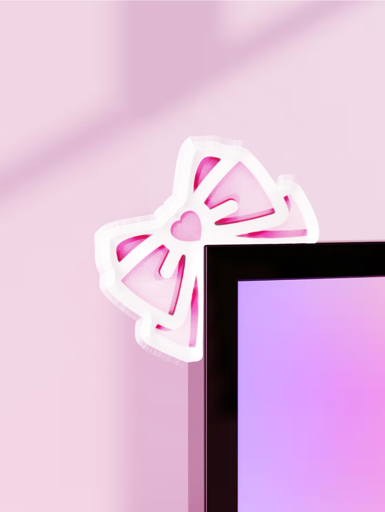Kawaii Bow Monitor Decor Pink  - Gaming Accessories Kawaii 评论和价格
